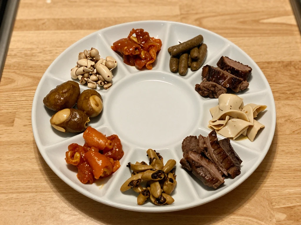 Abstract plate divided into varied segments